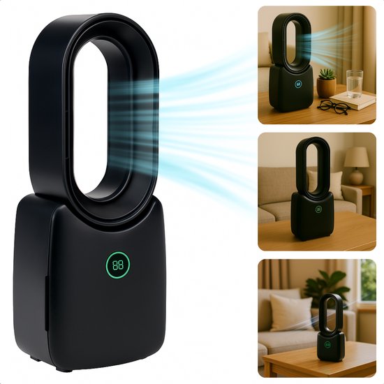 Cheqo® bladloze tafelventilator USB stil compact ventilator zonder bladen veilig makkelijk schoon te maken kantoor thuis