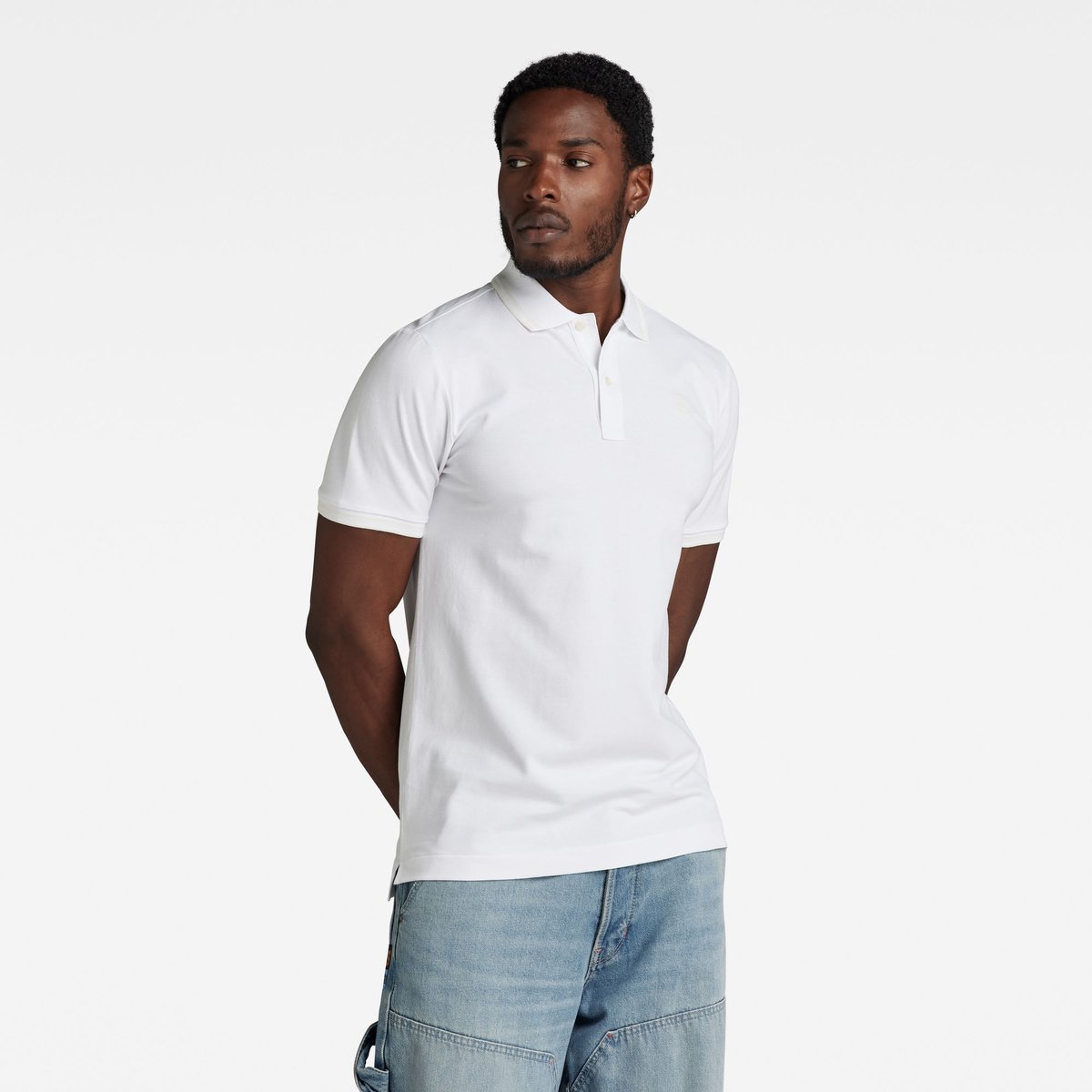 G-Star Dunda slim stripe polo ss Heren Polo’s Wit