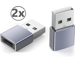 Verloop Usb-A Naar USB C Adapter – 2 Stuks – OTG Converter USB 3.0 – USB C – Grijs.