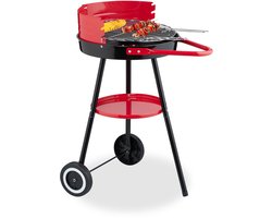 barbecue op wielen - Ø 40 cm - hoogte verstelbaar rooster - windvanger