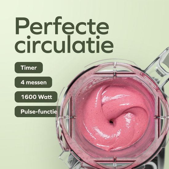 KitchenBrothers Power Blender - 1600W - 2L - Smoothie Maker - IJscrusher - Metallic Zwart van KitchenBrothers — afbeelding 4