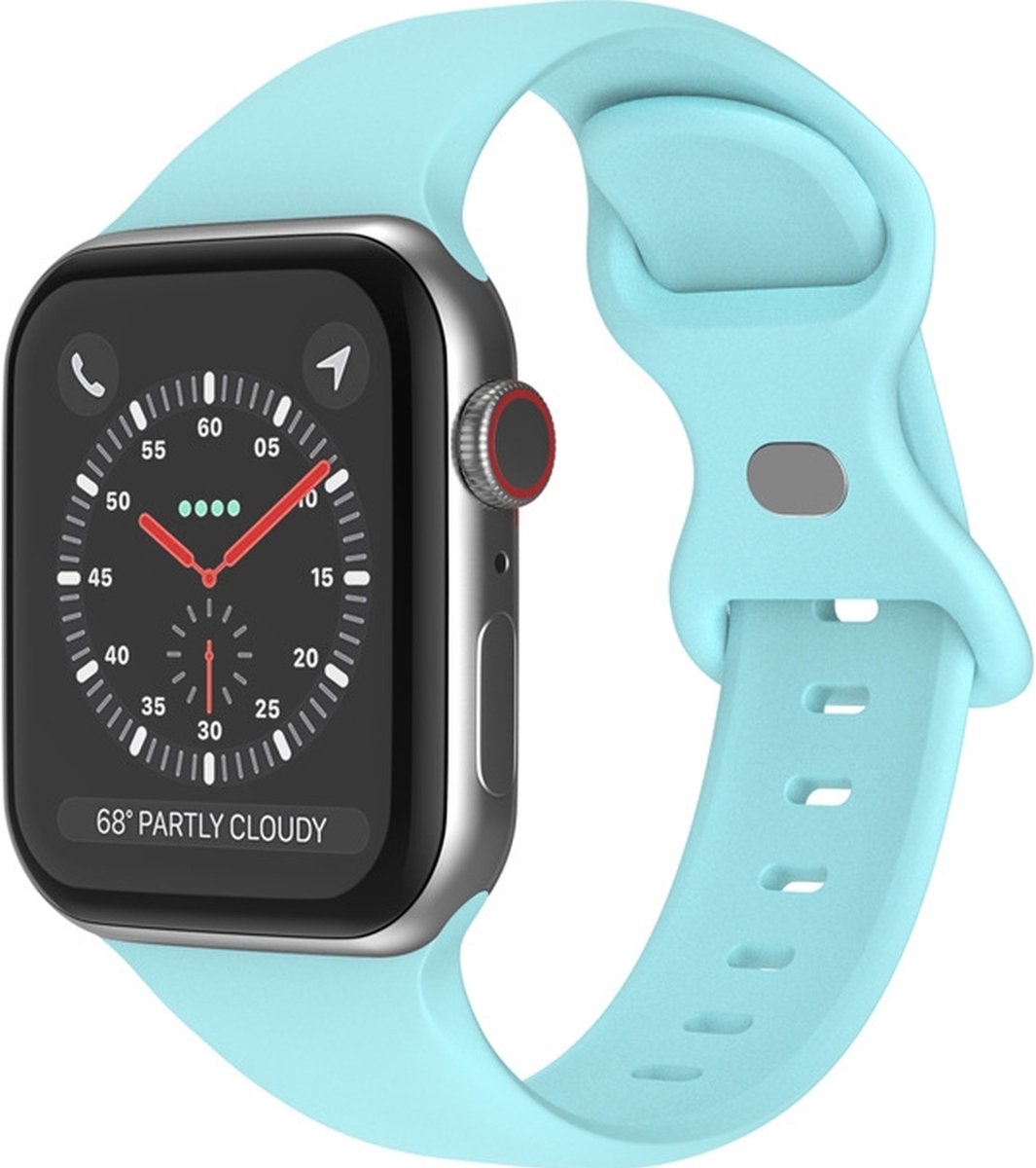 Mobigear Siliconen Watch bandje geschikt voor Apple Watch Bandje Druksluiting | Mobigear Sport Dual - 49/46/45/44 mm - Babyblauw