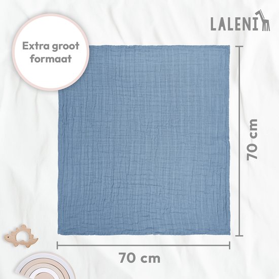 Laleni Hydrofiele Doeken - 100% Katoen - Mousseline - 70x70cm - Lichtblauw - Set van 10 van Laleni — afbeelding 4