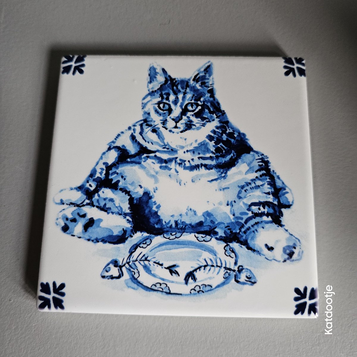 Katdootje - Onderzetters - Delfts Blauw - set van 4