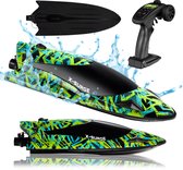 Overmax X-Surge RC Boot – 35 km/u – Waterstraalaandrijving – 30 Min Speeltijd – Speedboot– Motorboot - Waterkoeling – Energiebesparende Functie – Volledig Instelbare Snelheid & Trim – Rubberen Stootrand – LED-Verlichting – 100m – Automatische Rotatie