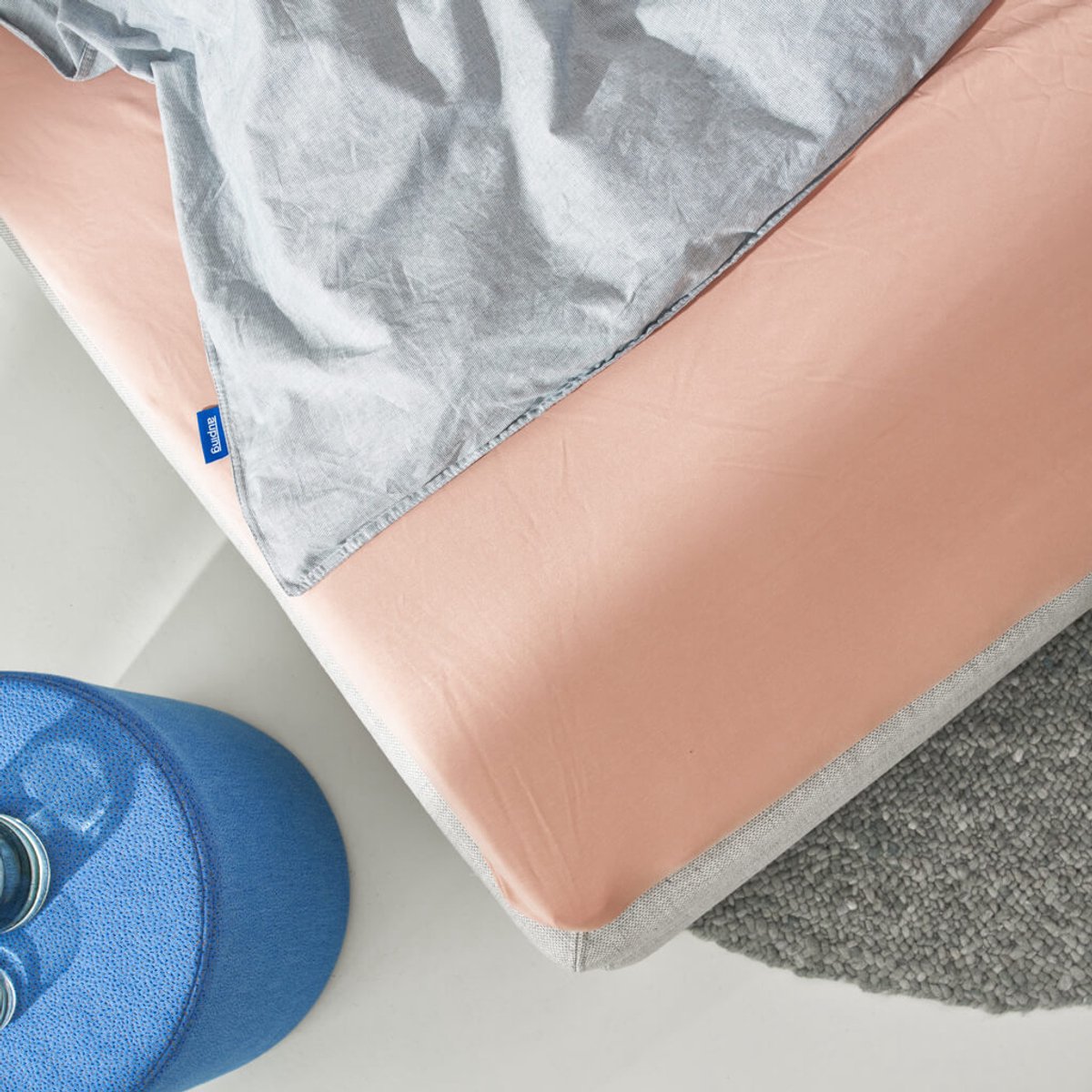 Auping Jersey 190 hoeslaken voor topper - 120 x 200/210/220 cm - Blush - Biologisch katoen