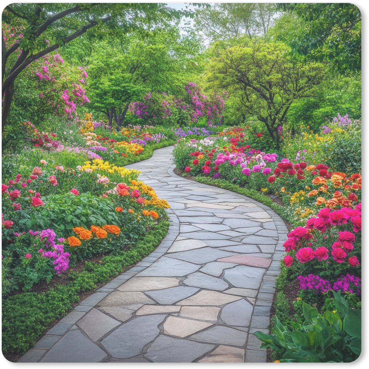 Muismat 20x20 cm - Mousepad Park - Bloemen - Tuin - Muismatten