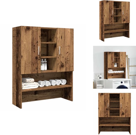 Homgoday Wasmachinekast, wit, 71 x 71,5 x 91,5 cm, kast voor wasmachine, ruimtebesparend, badkamerrek