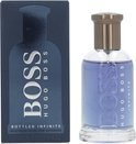 Hugo Boss Bottled Infinite eau de parfum in blauw met zilveren dop. De doos toont een blauwe fles met BOSS HUGO BOSS
BOTTLED INFINITE.
