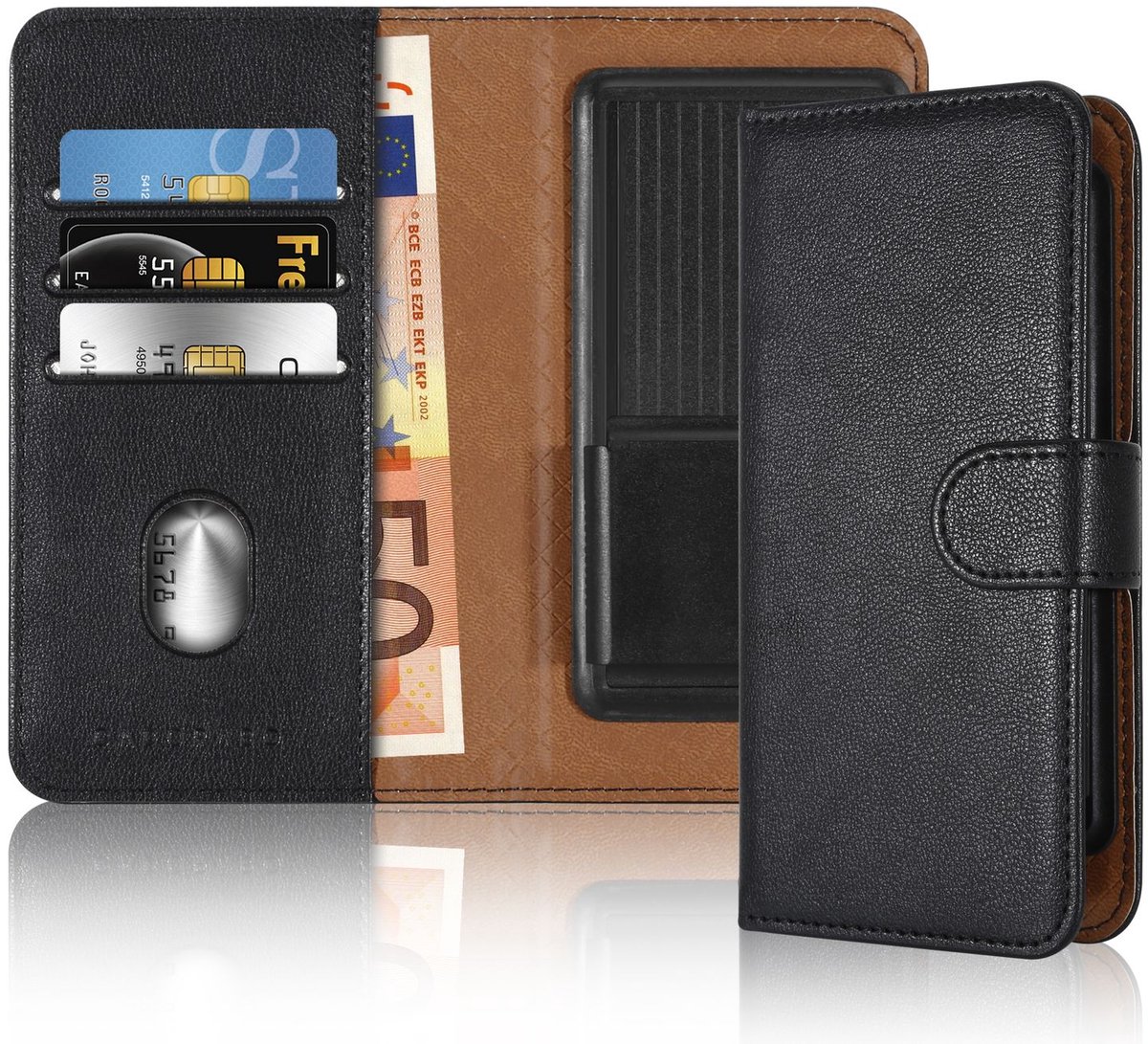 Hoesje geschikt voor OnePlus ace 5 Pro in ZWART met kaartslot, 360 graden beschermhoes PU lederen mobiele telefoon etui case cover