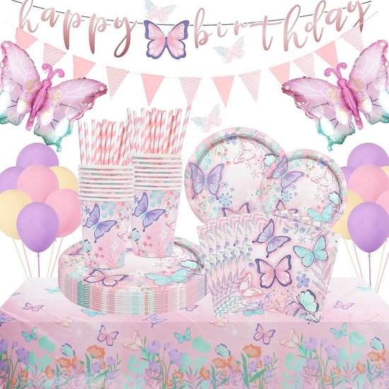 Hmfmdy Vlinder Partyserviesset, 50 stuks, feestdecoratie Hmfmdy Vlinder Partyserviesset, 50 stuks, feestdecoratie