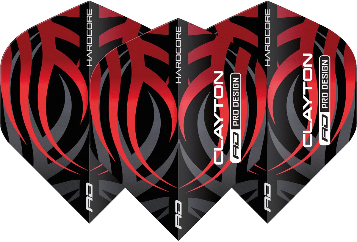 Red Dragon Jonny Clayton Hardcore Black & Red Tribal - Dart Flights