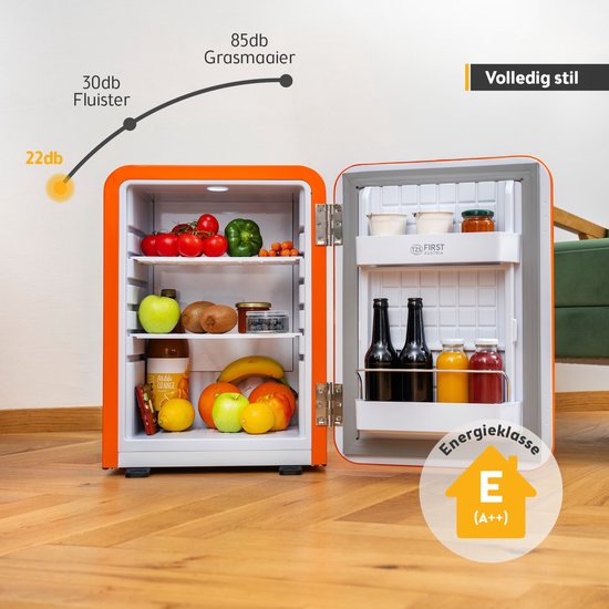 TZS First Austria Mini koelkast - Minibar - 40 liter - Vrijstaand - Volledig stil 22dB - Retro - Oranje van TZS First Austria — afbeelding 5