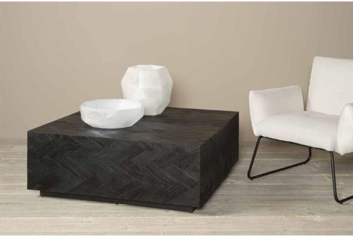 Tower Living Salontafel Ziano Visgraat 100x100 cm - zwart Zwart Zwart