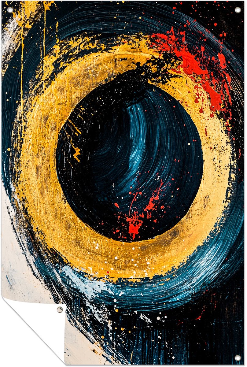 Abstracte cirkel in dynamische kleuren - Cirkel tuinposter - Tuinschilderijen ring - Abstr
