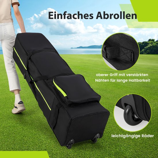 COSTWAY Golfreistas met wielen, opvouwbare golftas voor luchtvaartmaatschappijen met sleutel en opbergtas, golftas, golfclubtas voor reizen en vluchten, 31,5 x 25,5 x 128 cm van Costway — afbeelding 4