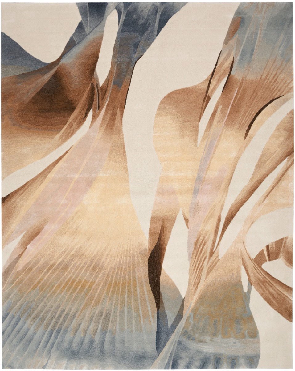 Nourison Prismatic Sand PRS35 Vloerkleed - 168 x 226 cm - Veelkleurigcolor - Rechthoekig - Wol, Luxcelle - Eetkamer, Woonkamer - Abstract - Design, Modern