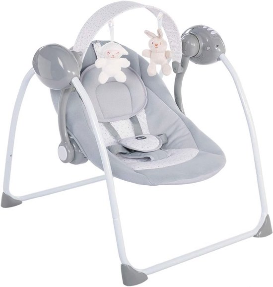 Kinderkraft Wipstoeltje LULI, Wipstoel voor baby's, Elektrische schommelstoel, Automatisch schommelen, Opvouwbaar