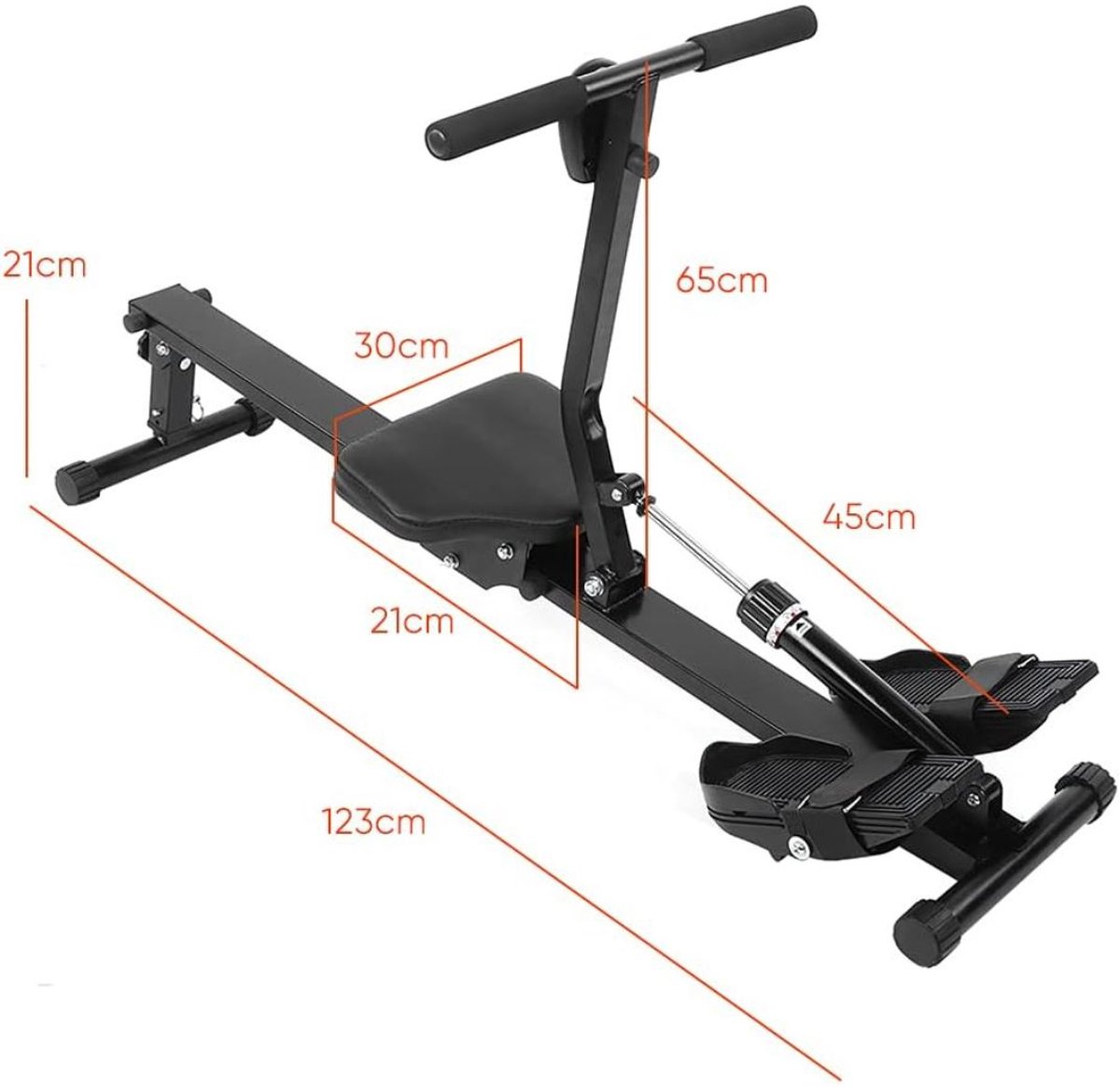 Afbeelding 2 van DD® Roeitrainers - Hometrainers - Roeimachine - 130x21x65cm - Zwart