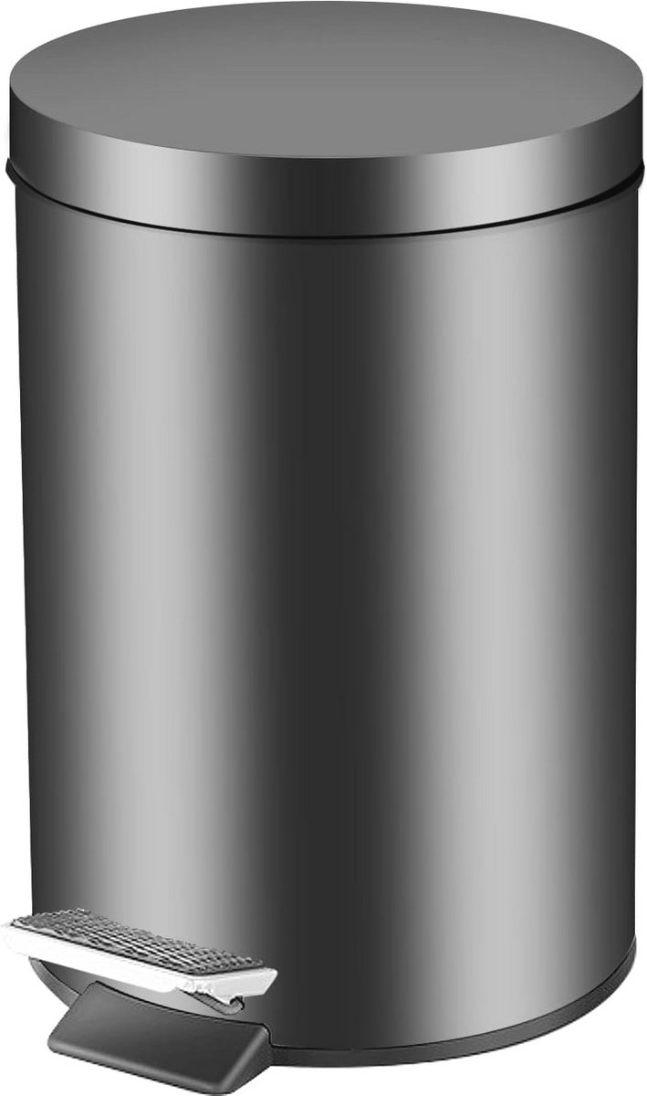 Goedkoopste Ronde roestvrijstalen pedaalemmer 3 l - Vuilnisbak met metalen deksel voor keuken en kantoor
