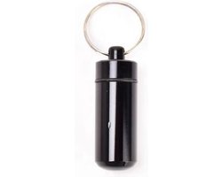 Waterdichte sleutelhanger voor medicatie/pillenkoker - ZWART