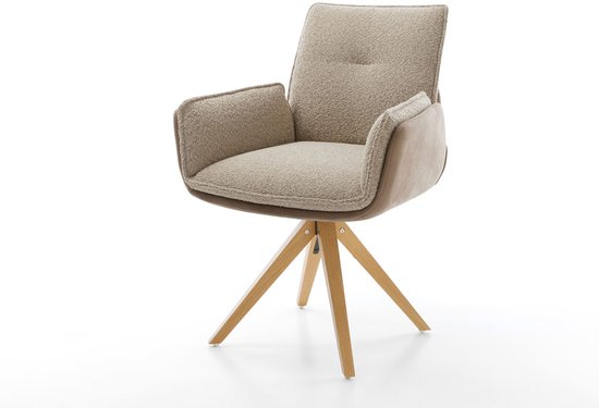 Chaise pivotante Nela - Structure en bois Flex , angulaire, mélange de matériaux naturels, boue, rotatif à 180°