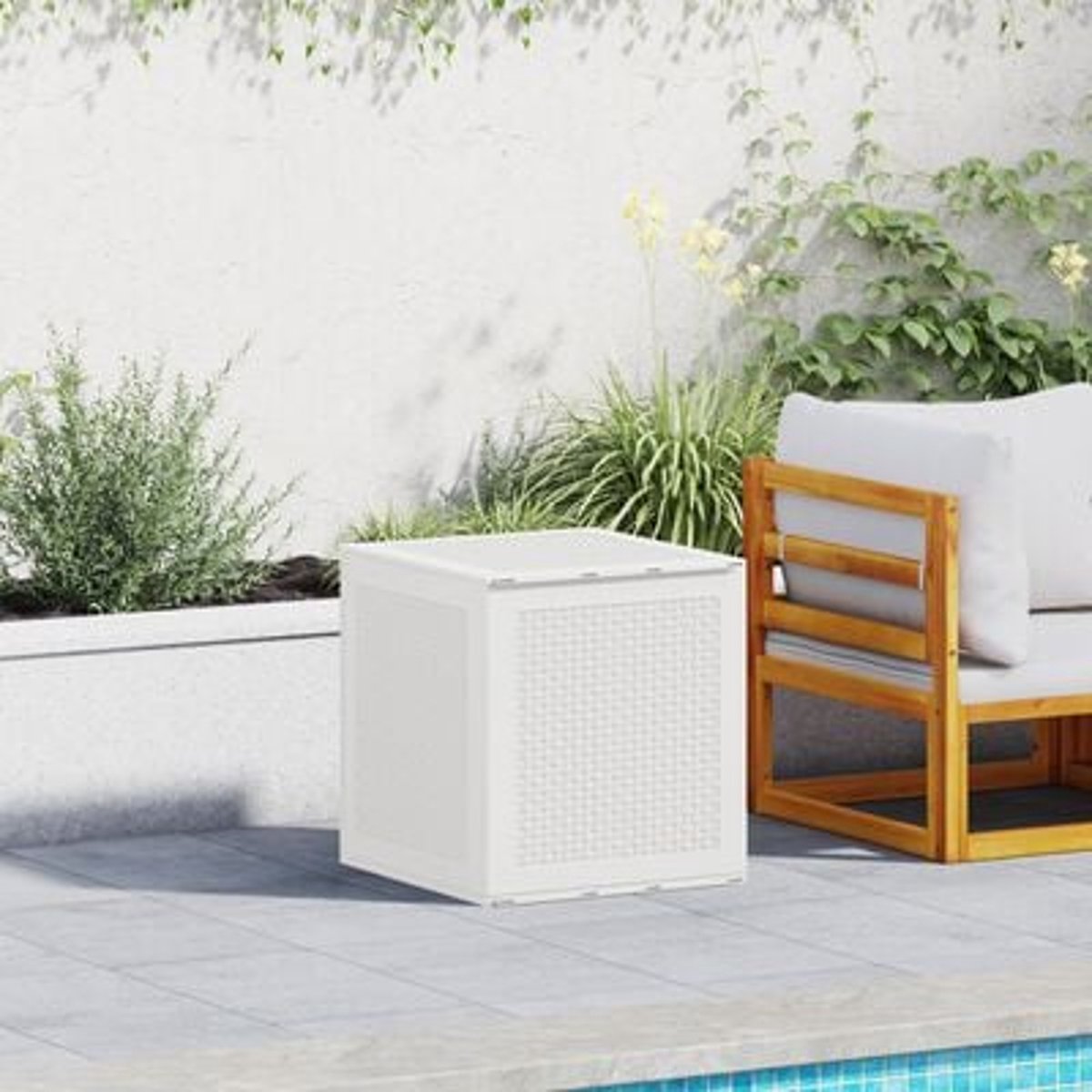 vidaXL - Opbergbox - met - opslag - Wit - 55 - x - 53 - x - 57 - cm - Polypropyleen