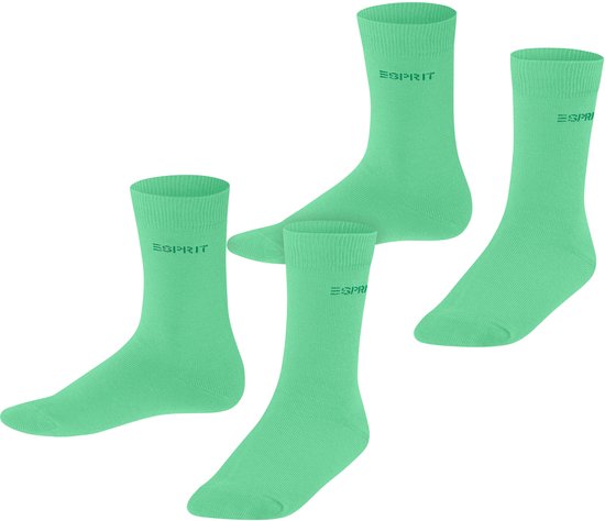 Lot de 2 paires de chaussettes Esprit Foot Logo en coton uni pour enfant, vert - Tailles 35-38
