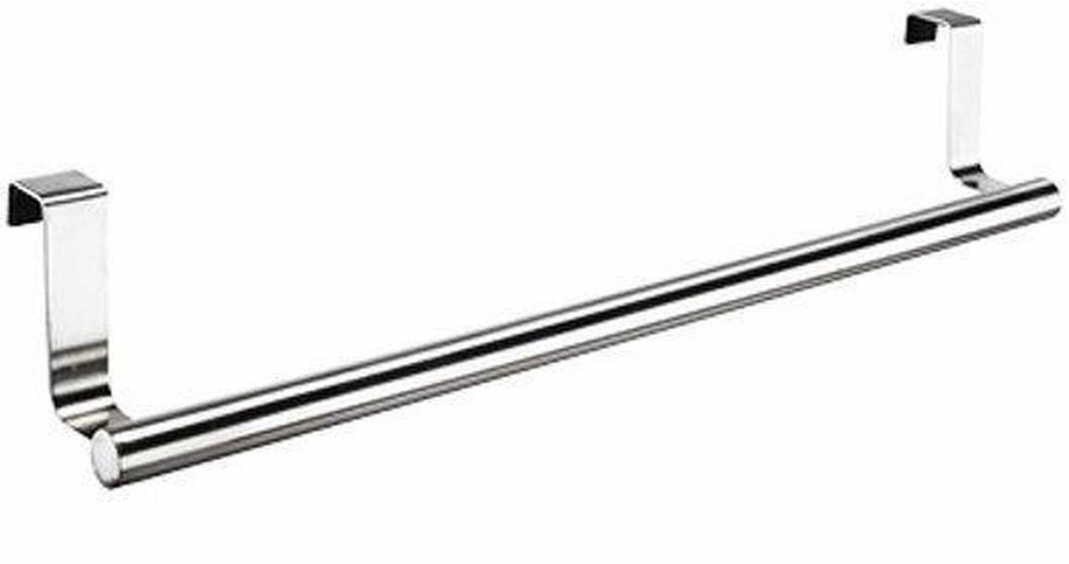 HI Theedoek - handdoek rek voor kastdeurtje - 40 x 9 x 7 cm - zilver - RVS
