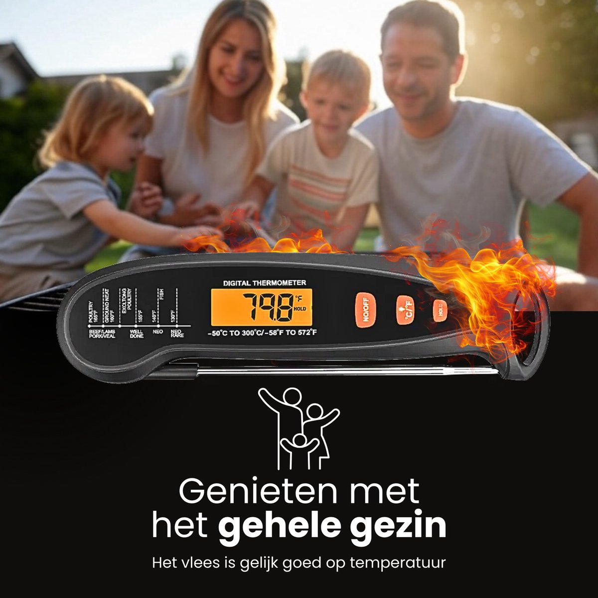 Draagbare digitale vleesthermometer for voedsel koken