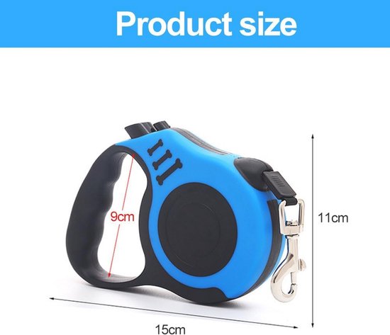 pecute Intrekbare hondenriem met poepzakhouder, 10 m verlengde hondenriem met 360° knoopvrij, antislip handvat en snelle remknop, geschikt voor honden tot 50 kg