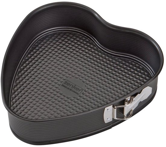 Zenker 7410 Taartvorm, hartvormige taartvorm, hartvormige vorm, bakvorm, scharniervorm, hartvormige bakvorm, hartvormige taartvorm, Staal, 27 x 25 cm