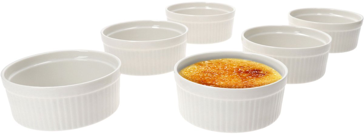 Set van 6 crème brulee schaaltjes Bianca 12,5x5cm wit - 24302129