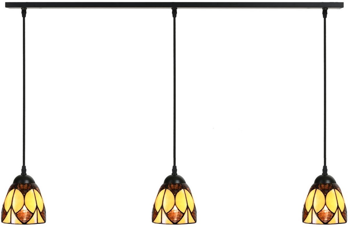 Coloured by Art 3 x Tiffany Parabola Small lampen aan plafondbalk - Art Deco Trade Zwart