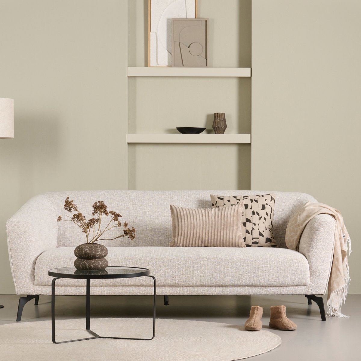 Sierkussen Ribbels - Polyester - Creme - 35 x 55 x 0 cm (BxHxD)