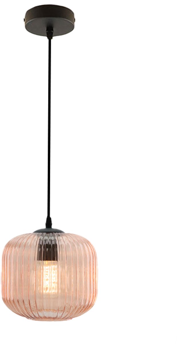 Olucia - CHARLOIS - Hanglamp - Roze / Zwart - Vorm: Rond