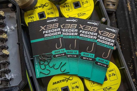 Matrix X3B Feeder Rigger Eyed-Barbed (10 pièces) - Taille : 16
