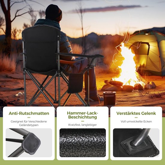Relaxdays campingkruk, met tas, tot 120 kg belastbaar, opvouwbaar, licht, kampeerkruk HBD: 39 x 29 x 35 cm, groen