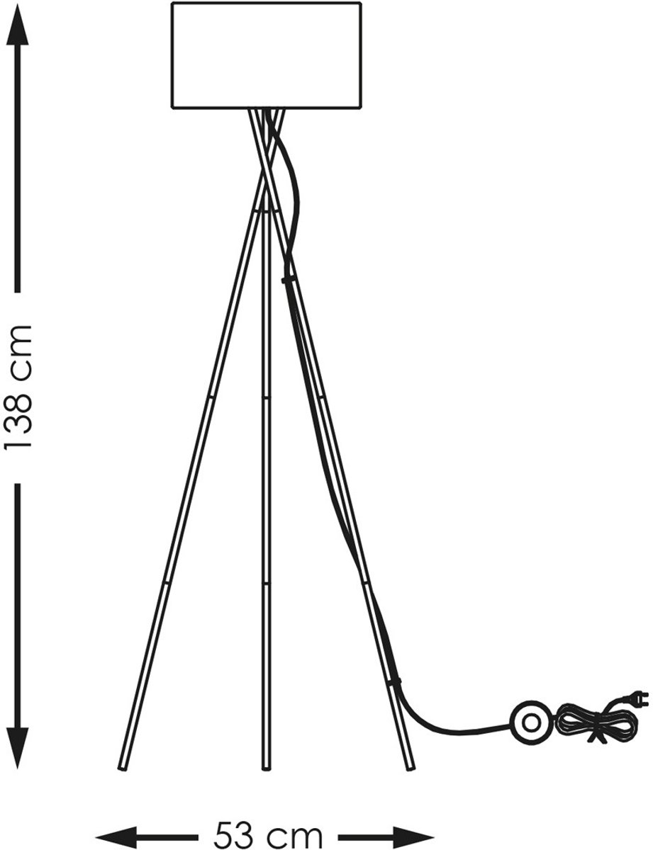 Home Sweet Home - Zwarte Moderne Vloerlamp - 138 cm - met Voetschakelaar - Inclusief LED E27 Lichtbron - voor Woonkamer en Slaapkamer thumbnail 8