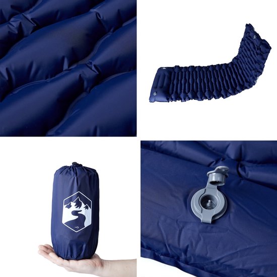 vidaXL - Kampeermatras - met - kussen - zelfopblazend - 1-persoons - marineblauw van Vidaxl — afbeelding 4