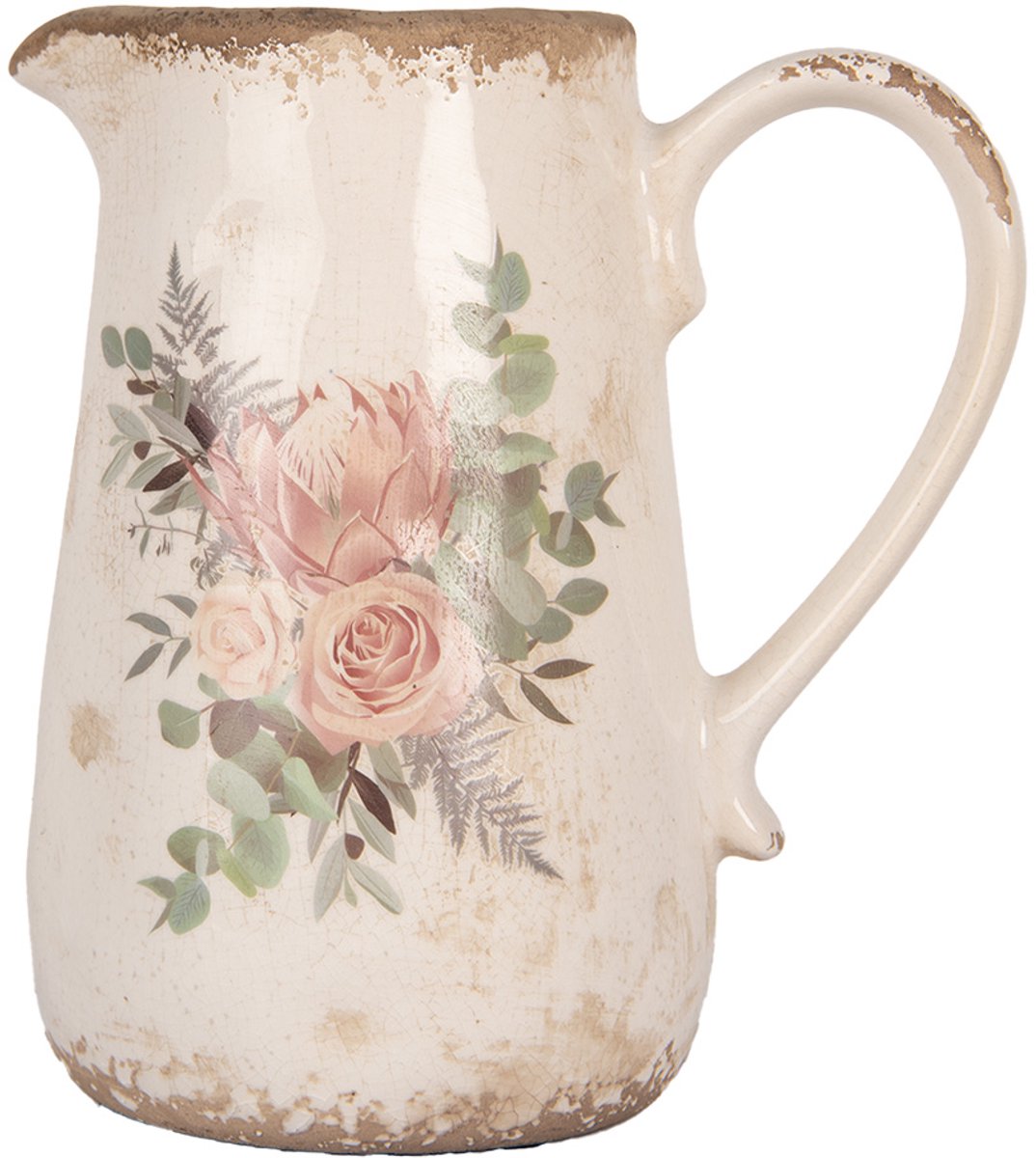 Clayre & Eef Decoratie Kan 21x15x23 cm Beige Keramiek