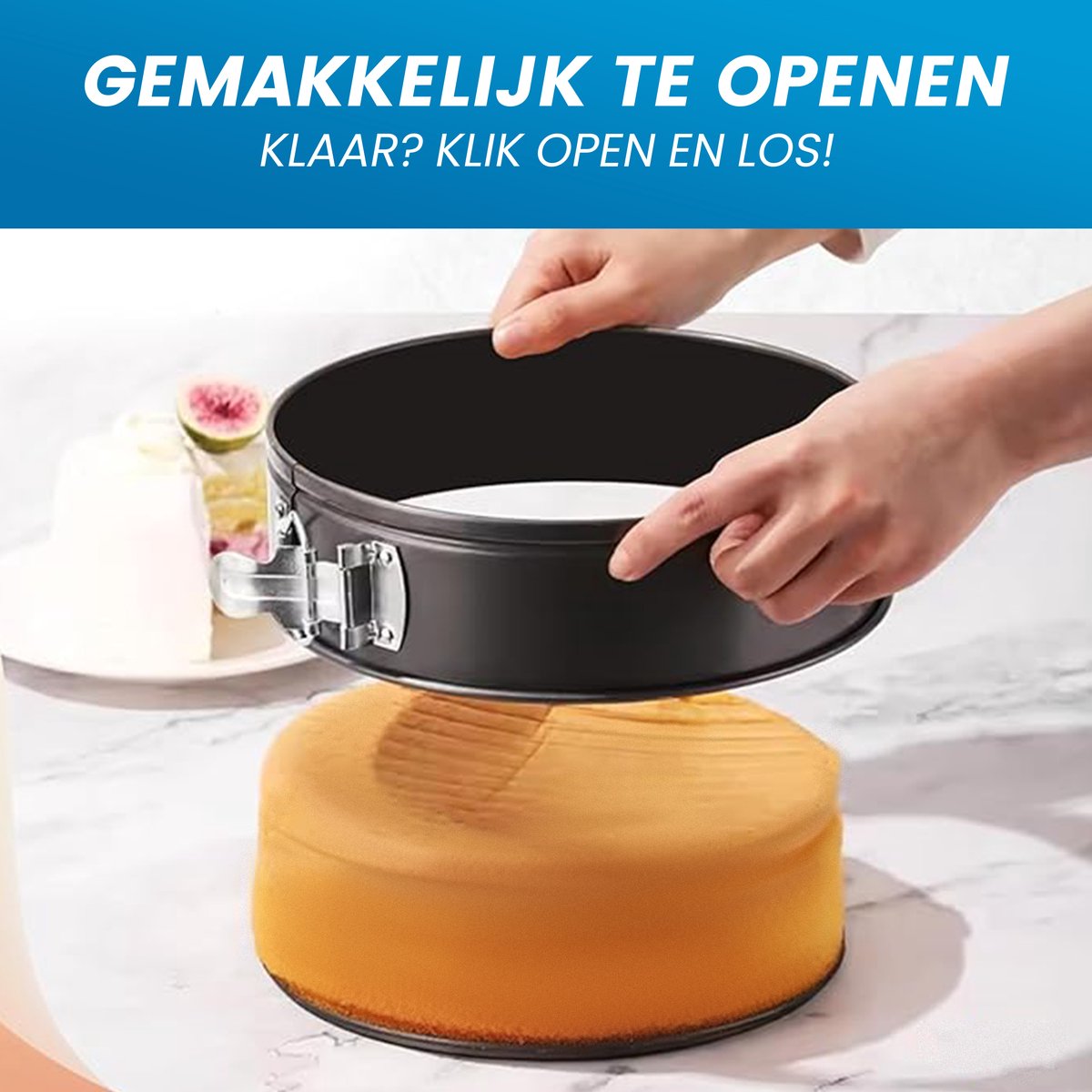 Ronde bakvormen - 6 Delige Set - Taartvormen - Springvorm Set - Non-stick Coating - Ø12 t/m 28 cm - Losse Bodem - Stapelbaar - Voor Cake, Taart, Quiche - Zwart – foto 2