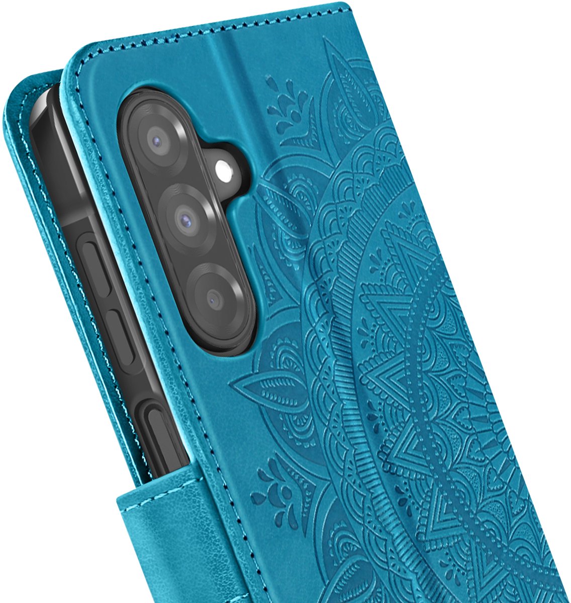 Avizar Mandala Bloem Hoesje Geschikt voor Samsung Galaxy A26 Portemonnee Riem, Blauw
