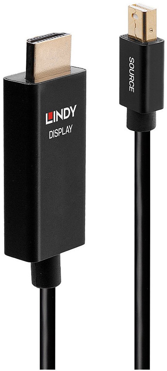 Lindy 40922 video kabel adapter 2 m Mini DisplayPort HDMI Type A (Standaard) Zwart