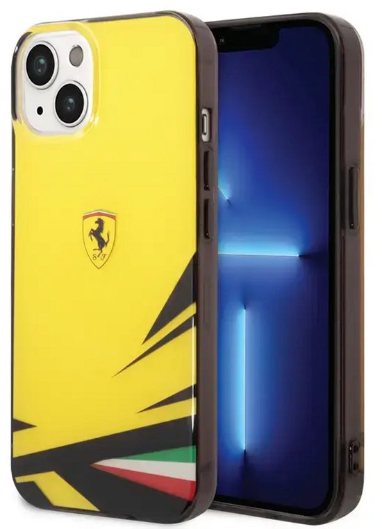 Ferrari iPhone 14 & 13 Backcover hoesje - Double Layer Print - Geel van Merkloos — afbeelding 2