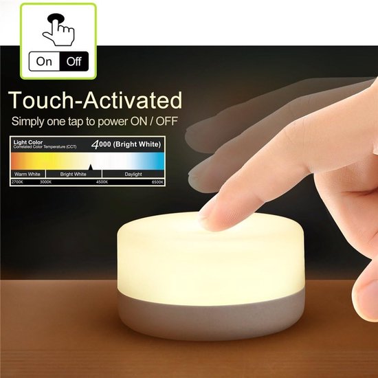 Nachtlampje - Nachtlampje volwassenen - Tafellamp slaapkamer - Oplaadbaar lampje - Touch lamp - Oplaadbare mini-aanraaklamp - Draadloze led-nachtlampjes - Draagbare bedlamp voor borstvoeding - Dimbare kinderkamerlamp - Voor Baby-Kinderen van Merkloos — afbeelding 2