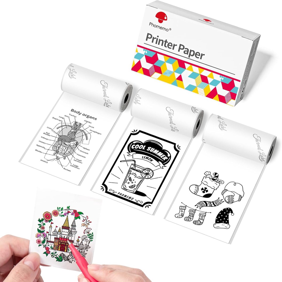 Zelfklevend thermisch papier voor mini-printers - 53mm x 3,5m - 3 rollen voor scrapbooking, foto's en labels