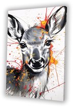 Dynamisch hert met kleuraccenten - Hert portret - Kunstwerk dier - Street Art - Moderne schilderijen - Wanddecoratie - canvas 40x60 cm