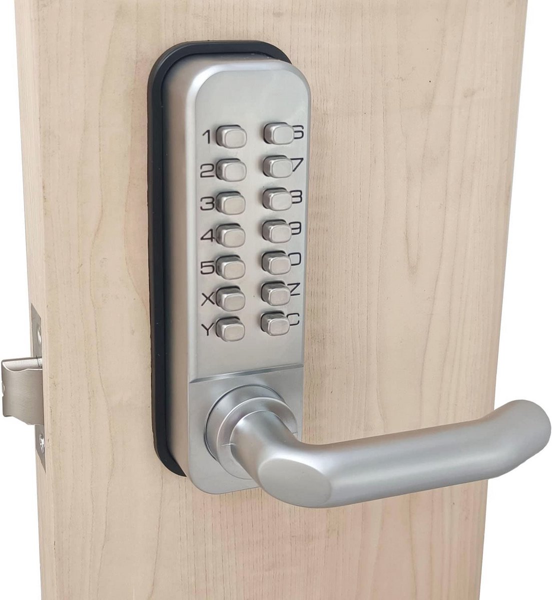 Deurgreepslot Digitaal - Mechanisch Slot - Veilige Toegang - Waterdicht Geen Batterijen - 35-60mm Deurdikte - Zilver