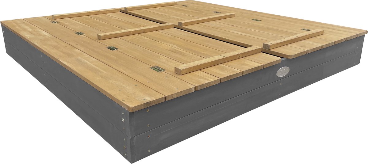 AXI Ella XXL Zandbak 150 x 150 x 20 cm in Grijs/bruin - Met Zitbankjes en Deksel – FSC hout – Extra grote zandbak voor kinderen — afbeelding 5